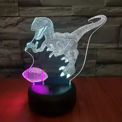 Регби динозавр Led 3d ночник визуальный креативный красочный 3d Управление лампой сенсорный Usb стерео подарок светодиодный ночник