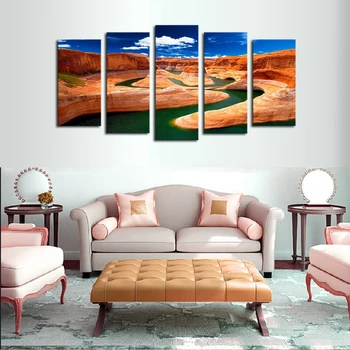 

2016 OIl Painting On Canvas Unframed 5 Panels Valley Picture Canvas Print Painting Artwork Wall Decoration For Living Room