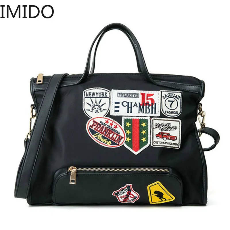 IMIDO 2019 новая нейлоновая сумка на плечо женская уличная со значком Женская Большая