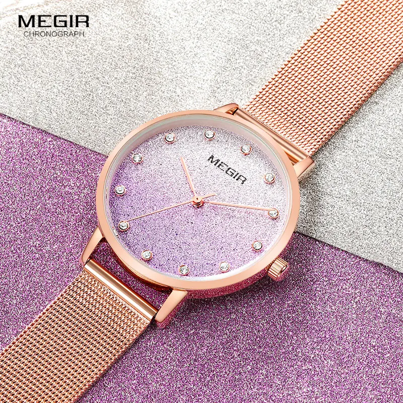 

MEGIR Women's Casual very charming for all occasions Quartz Silicone strap Band Watch Analog Wrist Watch Women Clock reloj