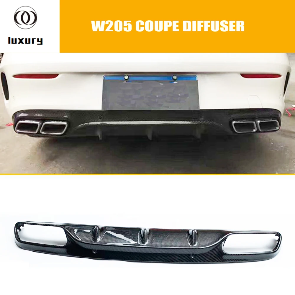 

C43 Carbon Fiber AMG Style Rear Bumper Lip Diffuser for Benz W205 C205 Coupe 2DR C200 C220 C300 C43 with AMG Package 15 - 22