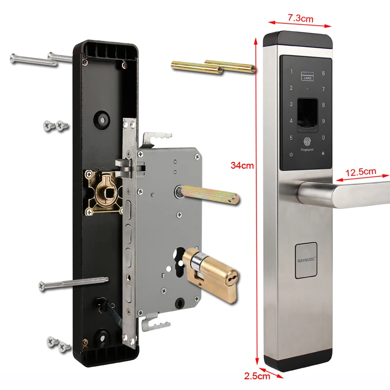 RAYKUBE замок отпечатков пальцев для дома Противоугонный дверной замок без ключа Умный Замок с цифровым паролем RFID разблокированный R-FX1