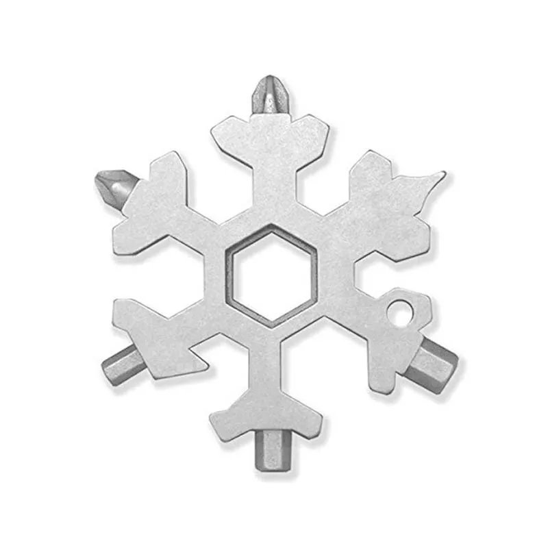 

19-in-1 Stainless Steel Snowflake Multitool Keychain Bottle Opener for Outdoor Camping Apribottiglie chiave a fiocco di neve H9F