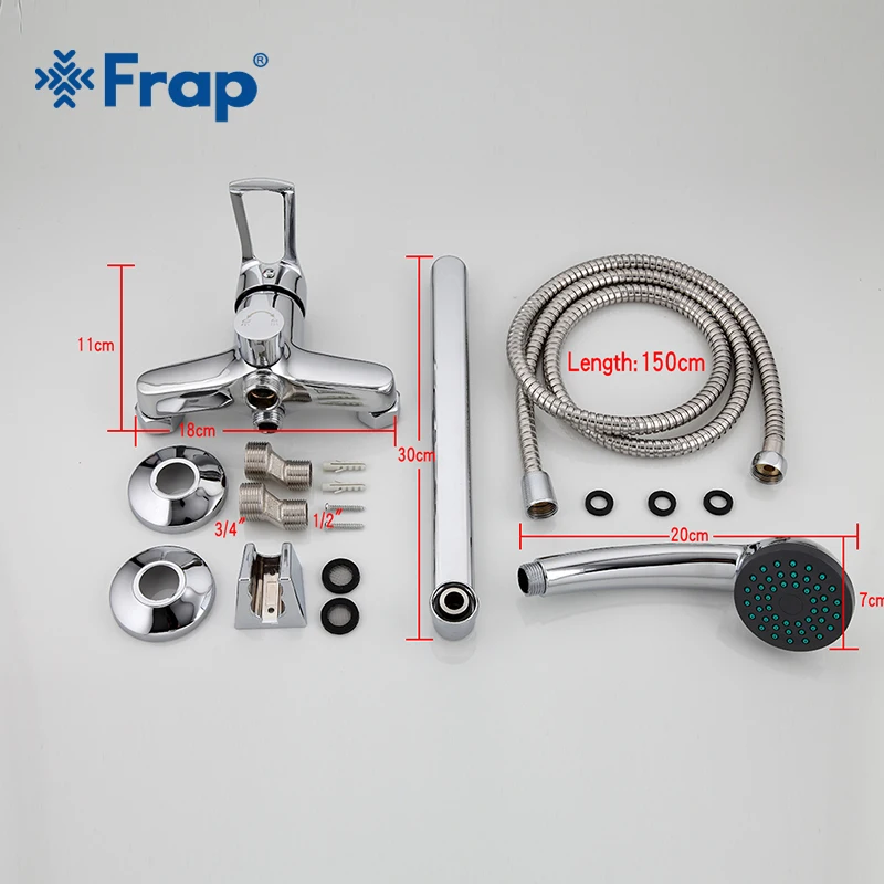 Günstig Frap 1set 30cm silber Outlet rohr Bad dusche wasserhahn set Zink legierung körper dusche kopf bad wasserhahn chrom badewanne wasserhahn F22701 B