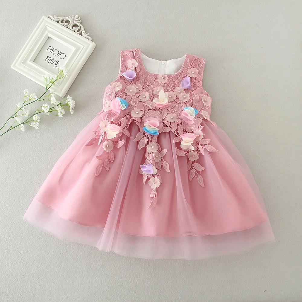 

baby girls summer floral ball gowns Dress for princess birthday party lace dress Children's boutique Costume clothes[Yelaumoky]