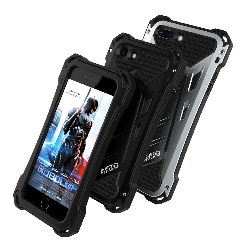R-JUST Mechanical Armor Aluminum Back Cover High Quality Strong Phone for iPhone 7 8 plus metal case Hard Metal |