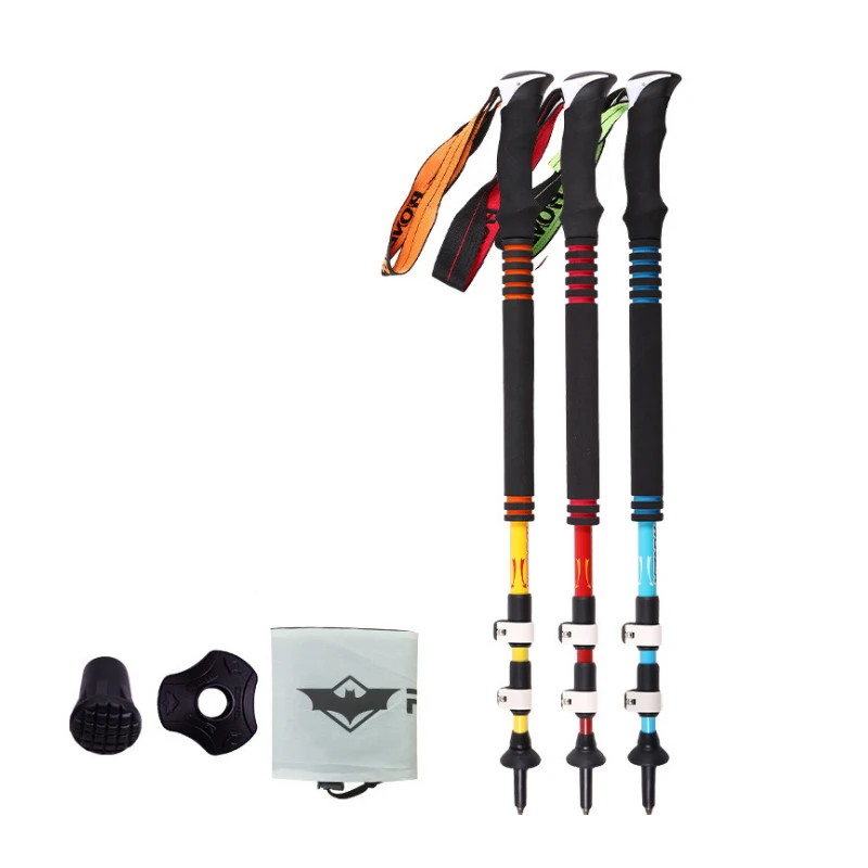 

3 Colors Blue Red Yellow Adjustable Trekking Hiking 3-section62cm-135cm With Dropshipping 1pc