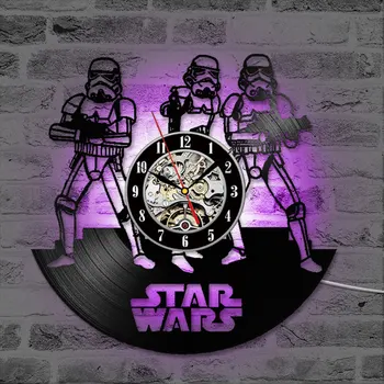 

Vinyl LP Record 3D Record Wall Clock Star Wars Hollow CD Record Clock Home Hanging Wall Clock Creative and Antique Style Clock