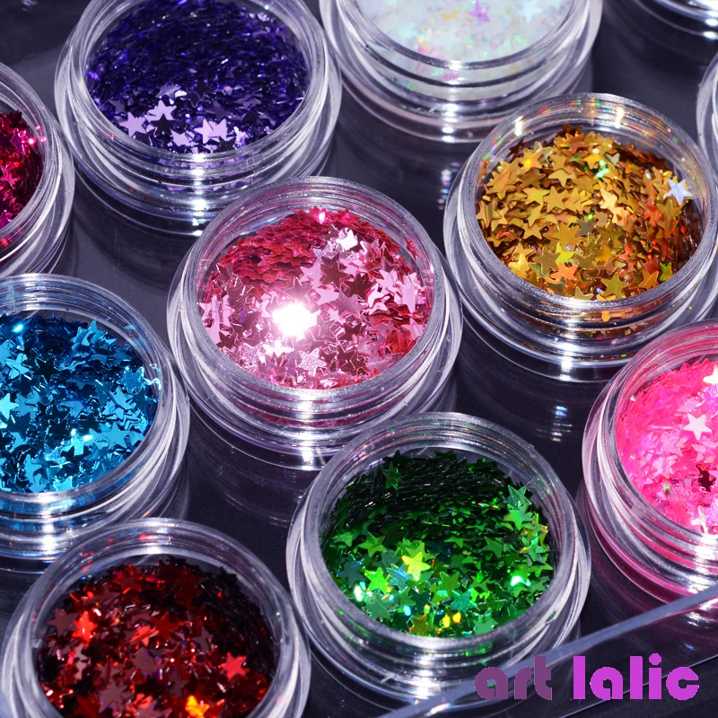 

12 Box/Set Star Nail Glitter 3D Ultrathin Sequins Flakes Sparkly DIY Tips Dazzling Paillette Nail Art Decorations