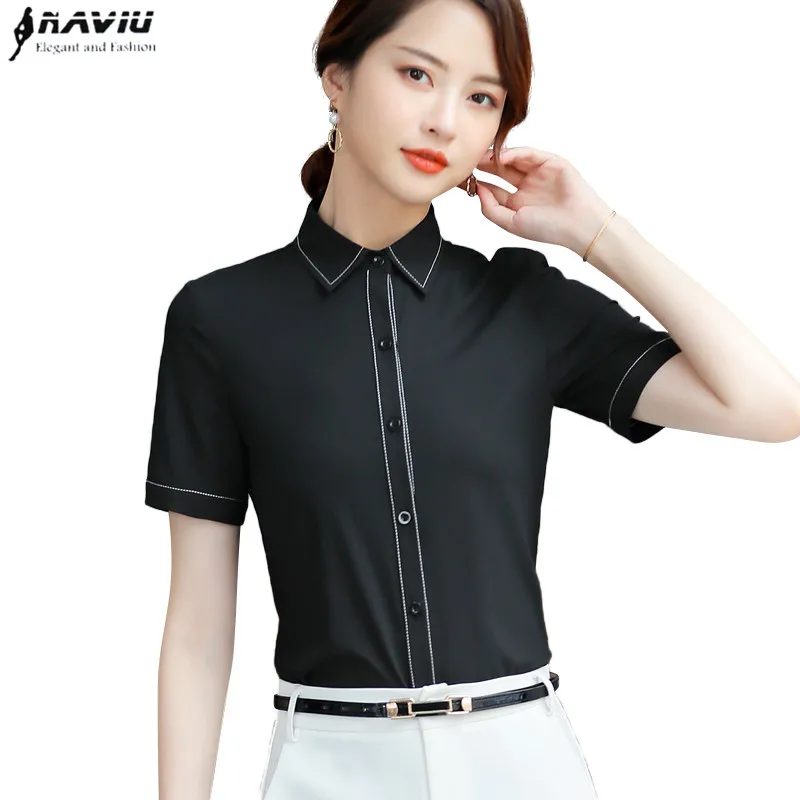 black formal chiffon blouses