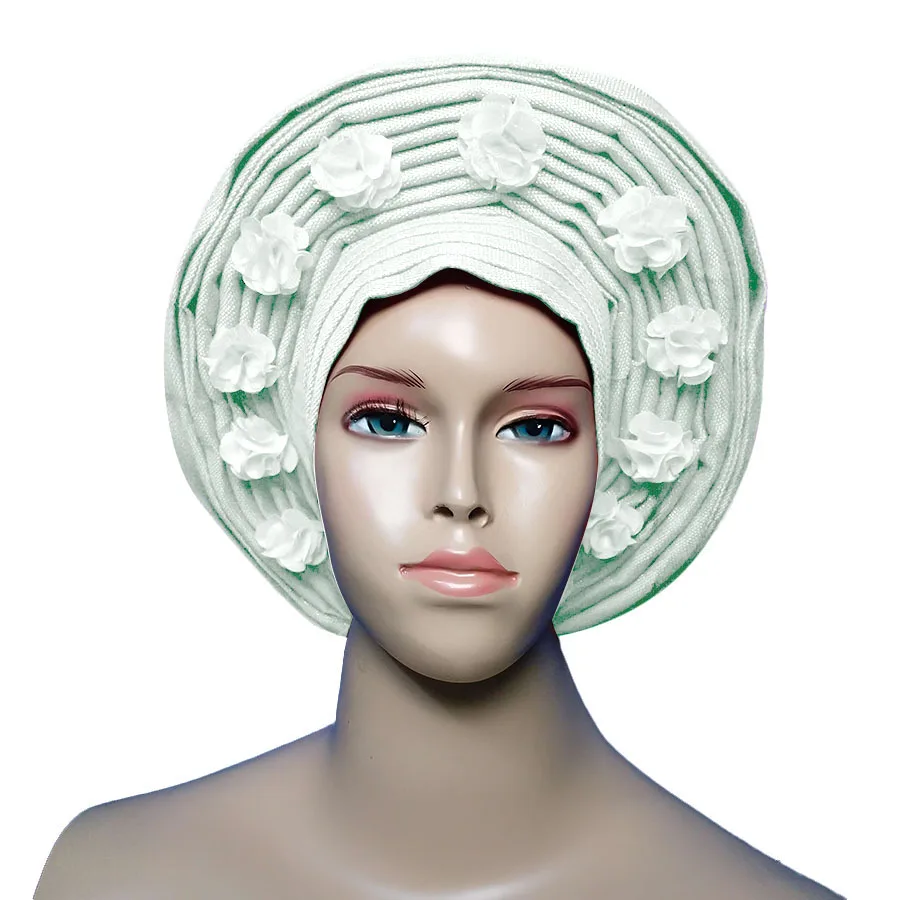 Gele com Grânulos Africano em Auto Headwrap Gele Aso Oke 4 High Quality Acessórios da Moda