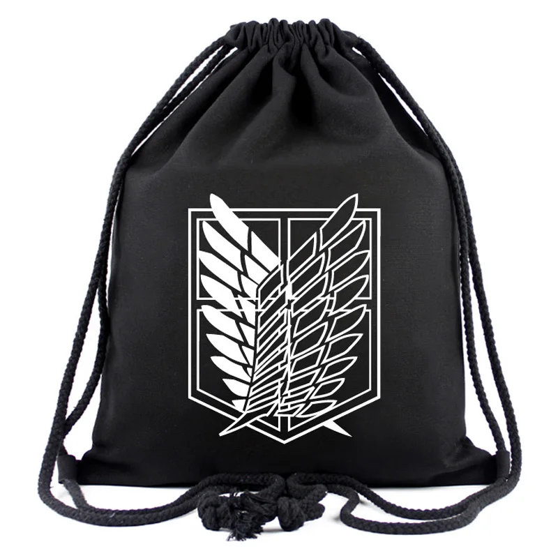 Attack on Titan-1 Аниме мультфильм Мой сосед Тоторо Drawstring Рюкзак Прохладный для мужчин женщин сумка рюкзак для путешествий - Цвет: Attack on Titan-1