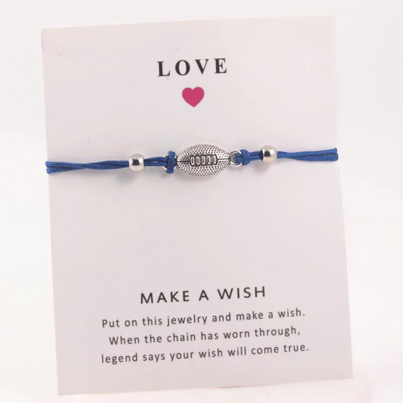 

Simple Football Dangle Charms Bracelets Adjustable Wish Card Bracelets Fashion Leather Bracelet Jewelry