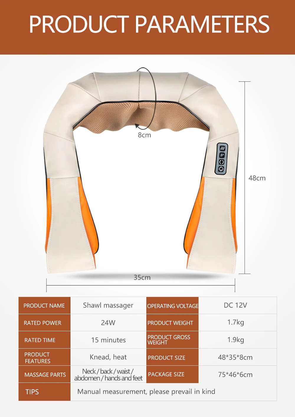 New Shiatsu Cervical Back and Neck Massager Shawl Electric Roller Heat Device China Home Car Body Massage Machine