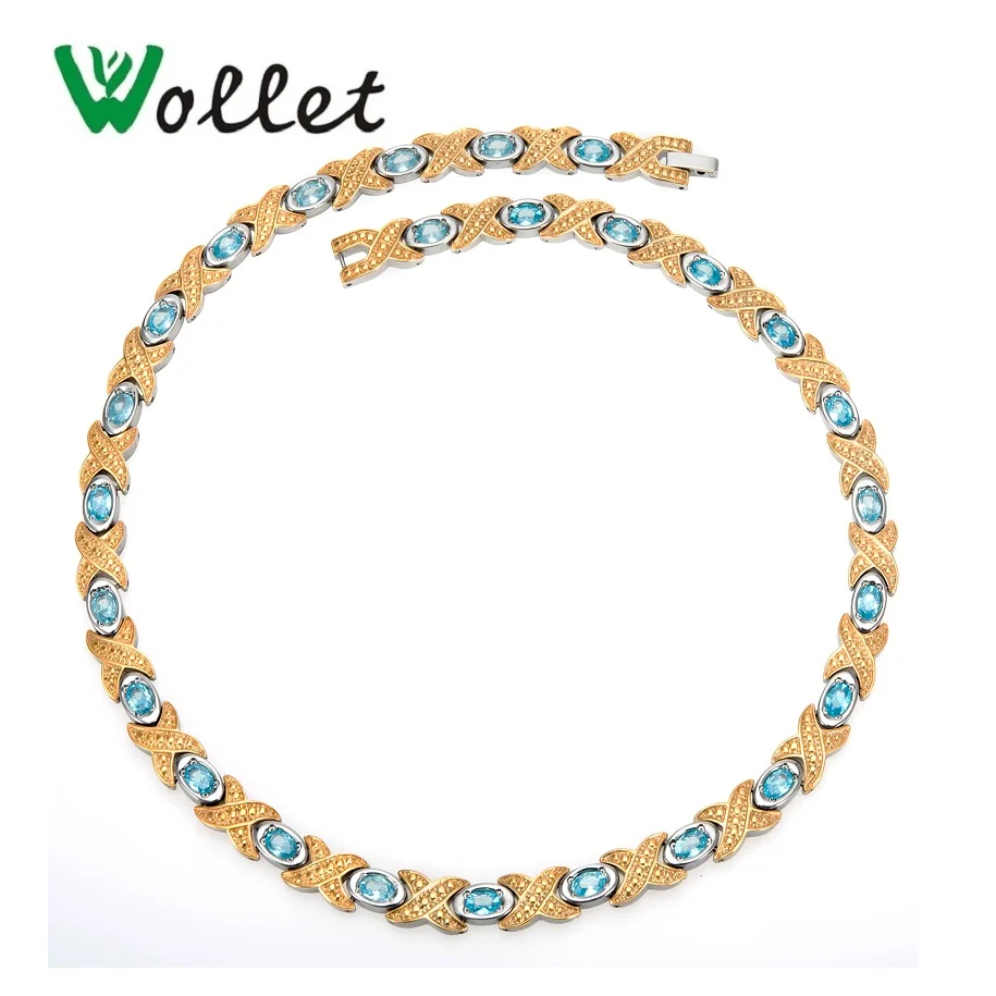 

Wollet Jewelry Health Care Healing Energy Pure Titanium Magnetic Necklace for Women Infrared Germanium Gold Silver Color