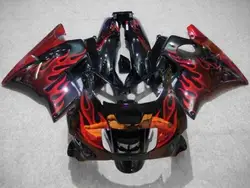 Мотоцикл обтекатель комплект для Honda CBR600 F2 красные черные Обтекатели с огненным рисунком 1991 1992 1993 1994 CBR600 F2 + подарки-Nn