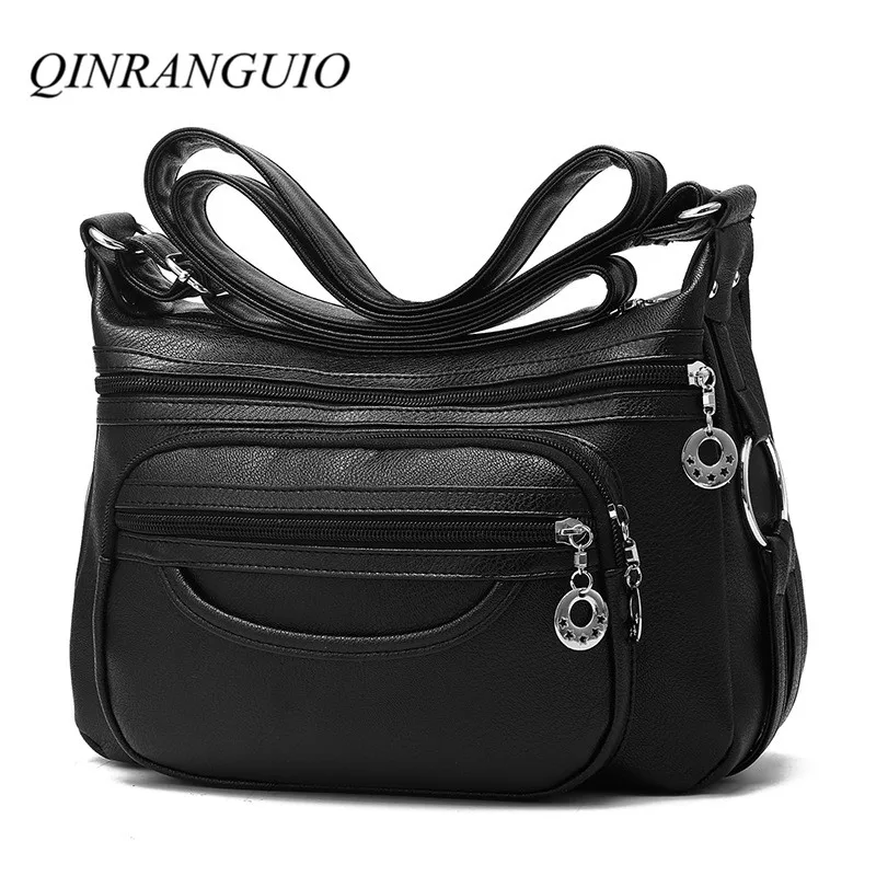 

QINRANGUIO Shoulder Bag Women Soft PU Leather Crossbody Bags for Women 2018 High quality Solid Casual Women Messenger Bags