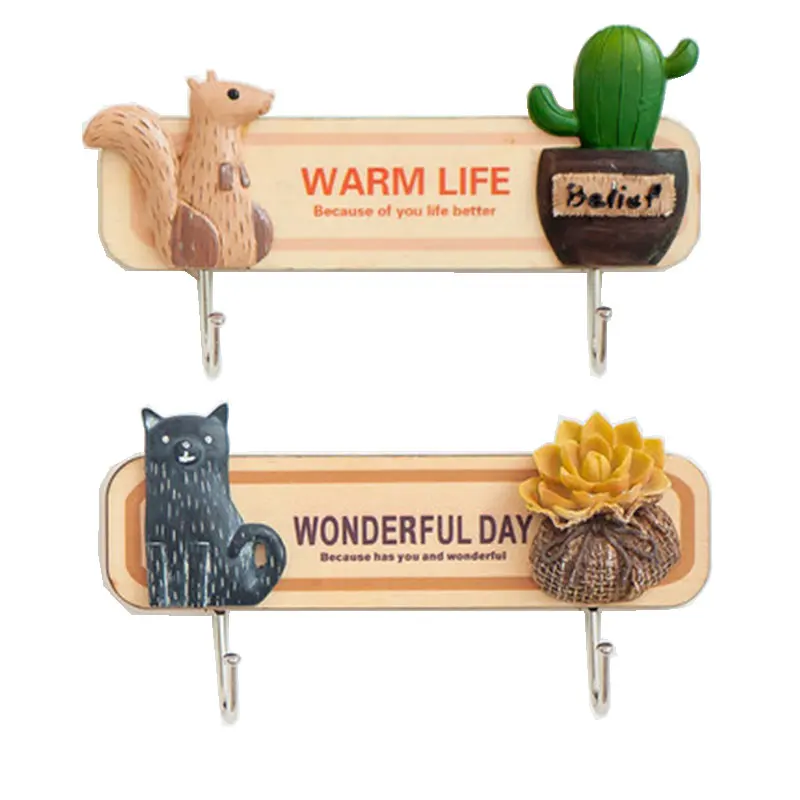 

1pc Wall Mount Key Holder Kawaii Cartoon Animal Key Storage Organizer Hat Handbag Wall Housekeeper Home Hanger