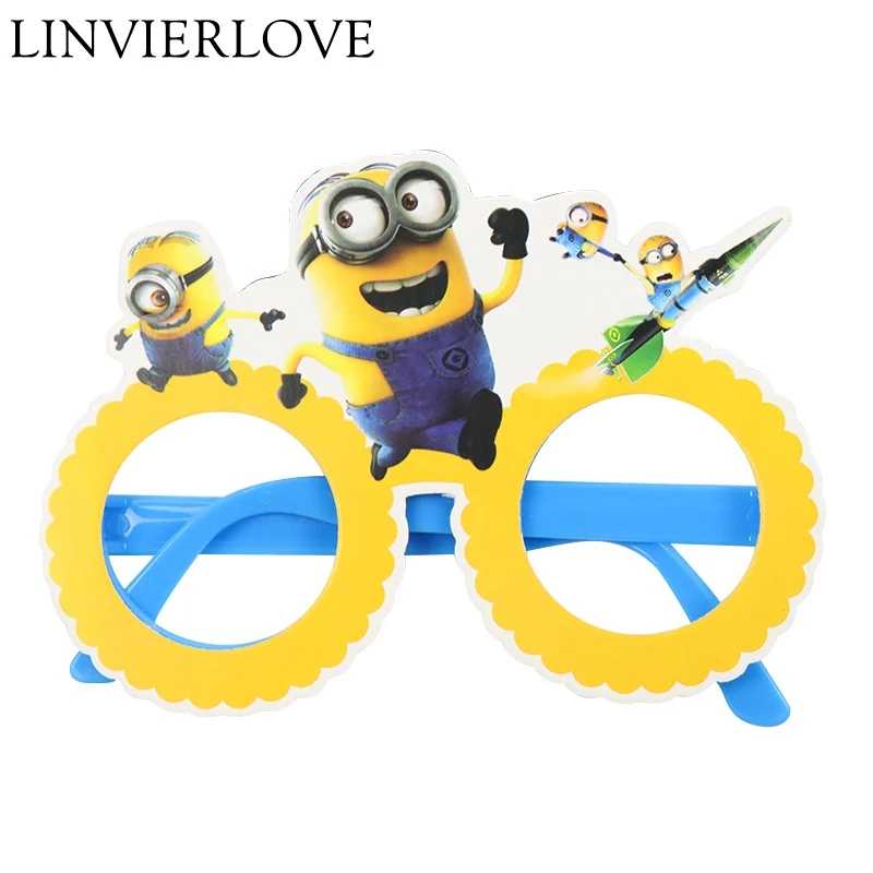 

1set Cartoon Minion Paper Glasses For Kids Birthday Party Mask Photobooth Props Upper Half Face Mask Party Decoration Supplies