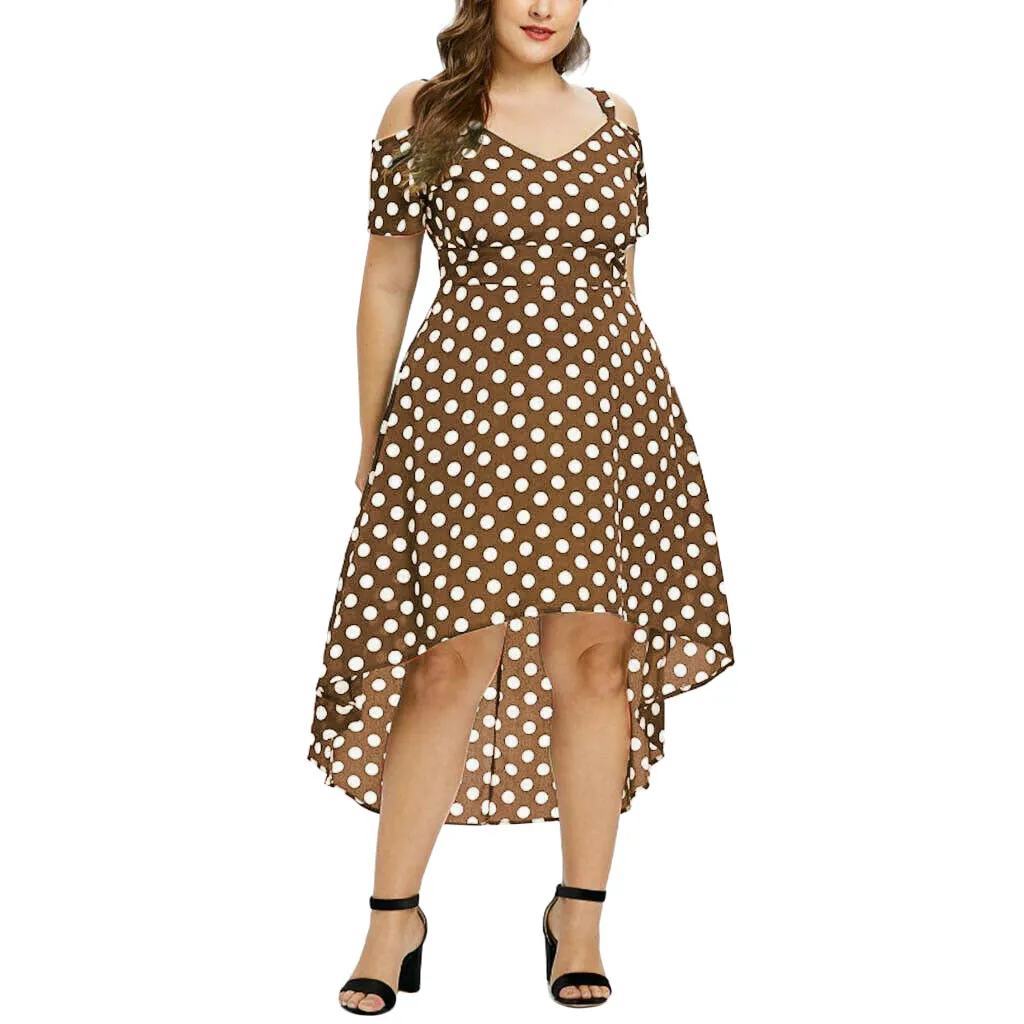 

JAYCOSIN Dress Women Plus Size Sexy Large Size Sling Strapless Off The Shoulder Short Sleeve Mid-Calf Dress Vestido De Festa