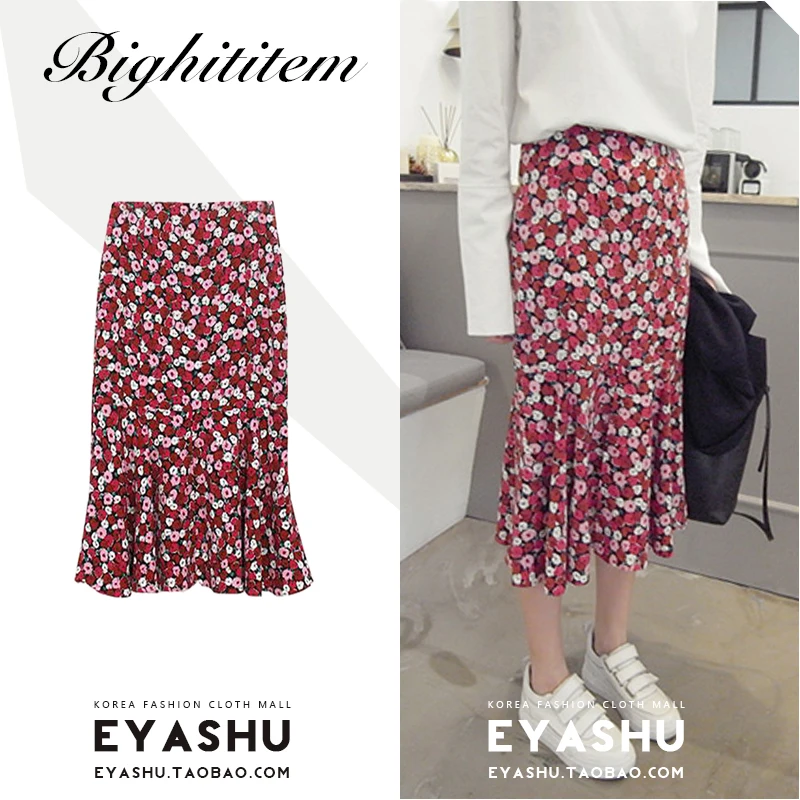 

Summer Women Skirt Floral Ruffles Mermaid Empire Saia Tight Skirt Jupe Femme Falda Mujer Gonne Gonna