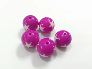 

(Choose Size First) 12mm/16mm/20mm Purple Acrylic Solid With White Star Beads