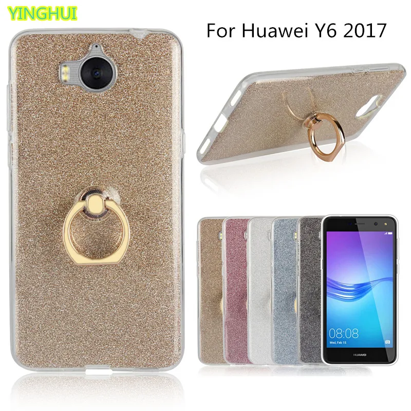 Para Huawei Y6 2017 Pó De Flash 3d Caso De Telefone Alívio Para Huawei Y6 2017 Caso Tpu Silicone Macio Tampa Traseira Com Anel Case For Huawei Y6 Phone Casescase For Huawei Aliexpress