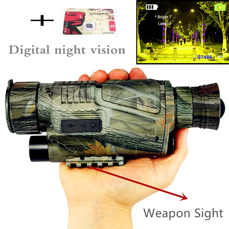 Monocular Night Vision Infrared Digital Scope for Hunting Telescope Long Range with Built-in Camera Shoot Photo Recording Video