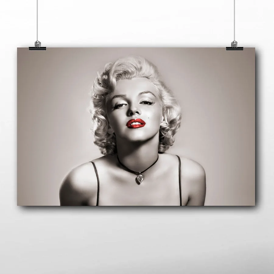 Red Lips Marilyn Monroe Vintage Wall Art Canvas Print For Living