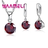 Canndy 8 Colors 925 Sterling Silver Wedding Elegant Jewelry Sets Crystal Pendant Collar Necklace Earrings ► Photo 1/6