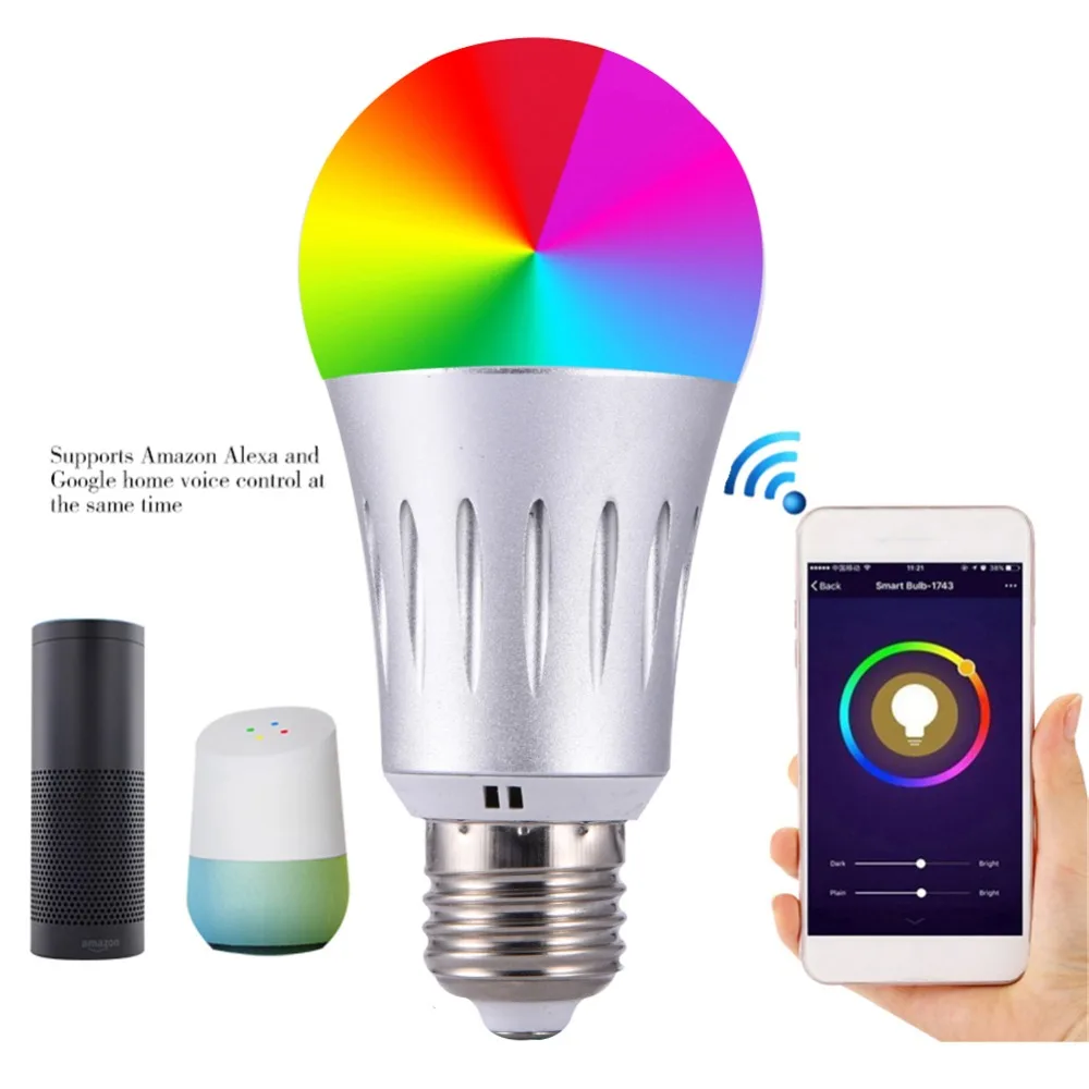 Wifi патрон умный свет светодиодный лампы E27 E26 E14 B22 белый + RGB динамический