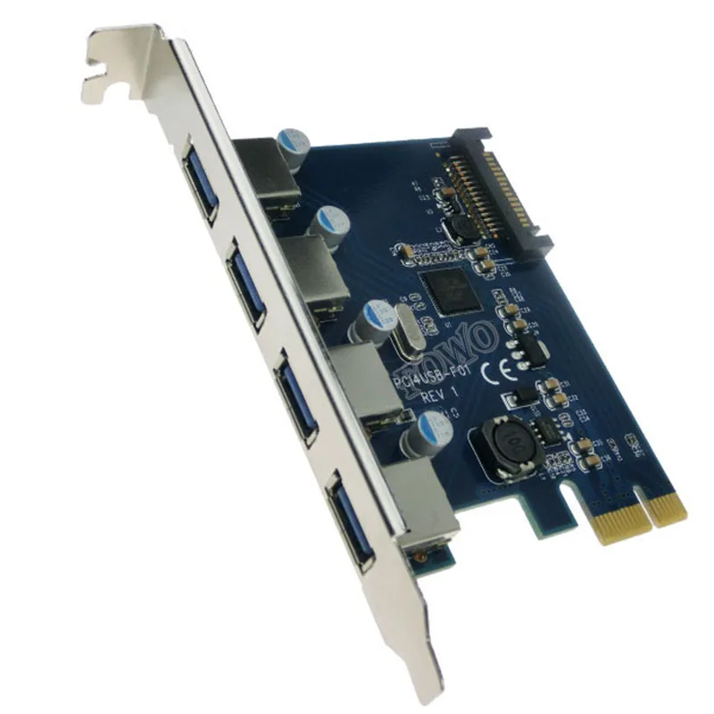 Чип Fresco FL1100 4 порта USB 3 карты PCI-e контроллер расширительный адаптер USB 3,0 адаптер для рабочего стола с SATA питания