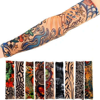 

1pc Elastic Men Fake Tattoo Sleeve Arm Cool Multi Colors Stockings Temporary Tatoo Skins Sun Protective