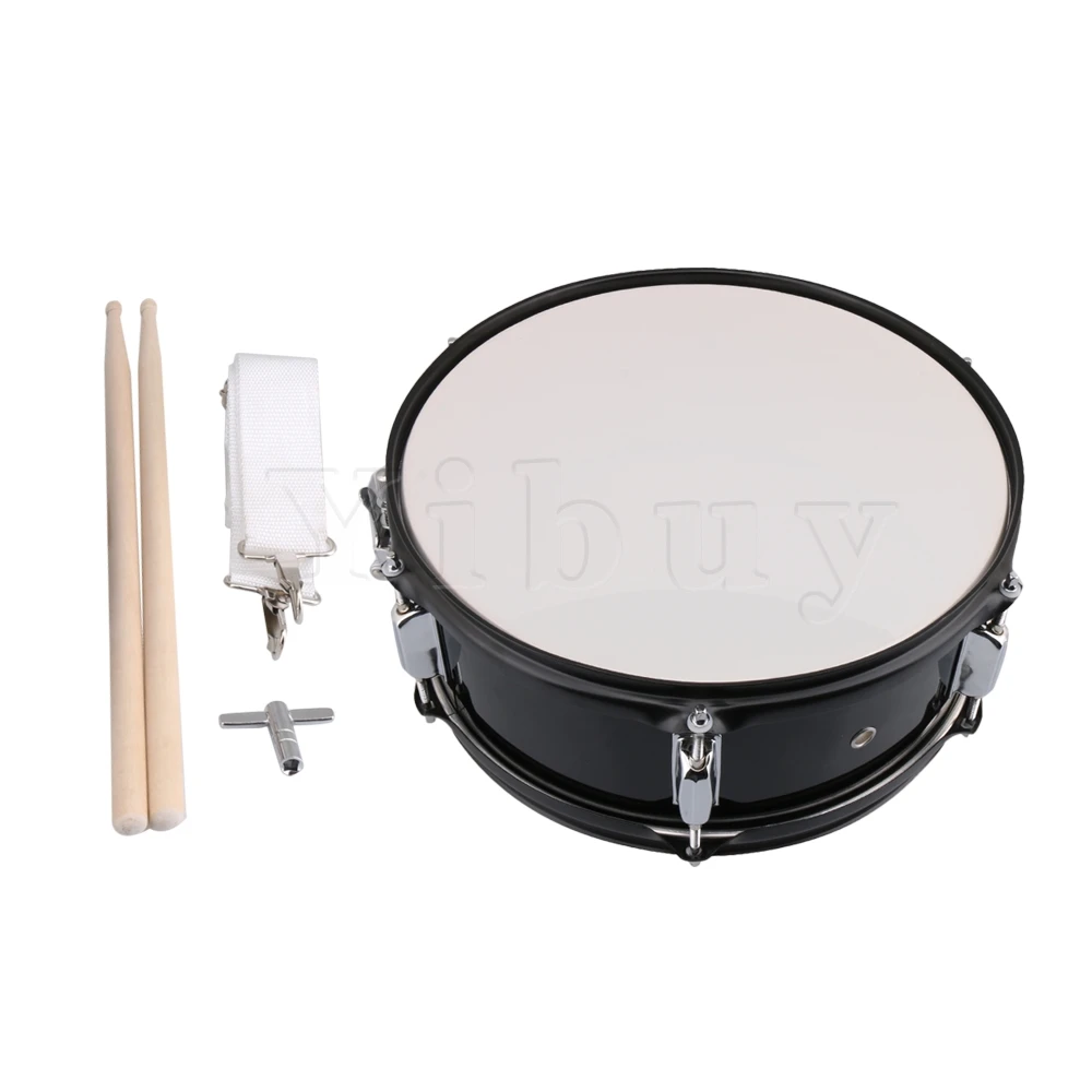 

Yibuy 14inch Percussion Black Snare Drum with Drum Strap Stick Key for Child