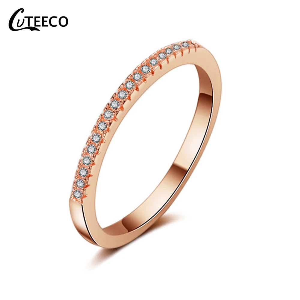 Cuteeco модный очароватеьлный с Кристал для свадьбы, помолвки, кольца для Для женщин женский розового цвета: золотистый, серебристый Цвет кольцо, украшения для бракосочетания