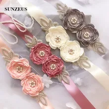 Ручной работы Цветы свадебное с жемчужными бусинами ремни для невесты женское вечернее платье пояс подружки невесты платье пояс аксессуары SBE11