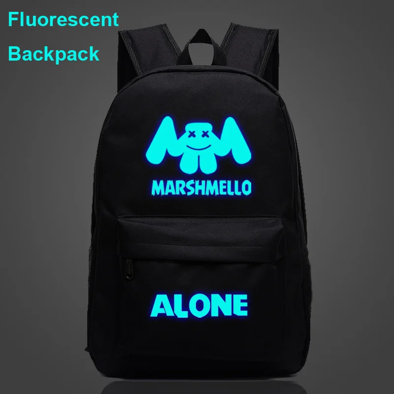 

Fluorescent Luminous Marshmello Alone Gift Boy Girl School bag Women Bagpack Teenagers Schoolbags Canvas Men Student Backpacks