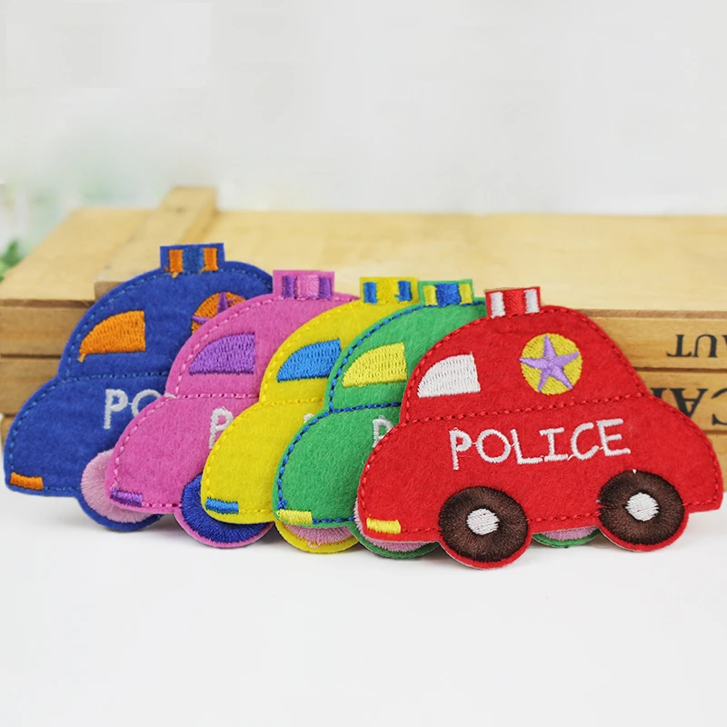 

"Police" Car Embroidered Patch T Shirt Press Sticker Iron On Transfers Patches for Kids Hoodies Coat Pants