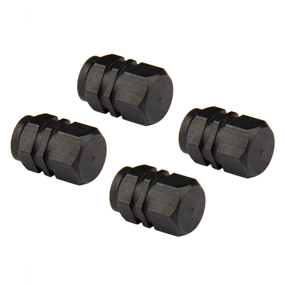 CarBole 4pcs universal Black Aluminum Tire Valve Caps (Hexagon Shape