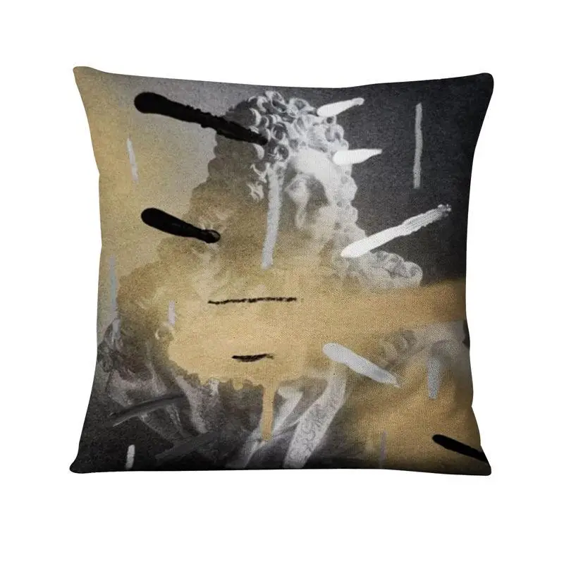 Classical Figure Sculpture Printed Pillowcase Abstract Oil Paint Cushion Decorative Pillow Home Decor Sofa Throw Pillow 45*45cm 