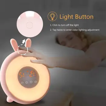 

Wake Up Light Alarm Clock ,Kids Night Light , Time Bunny Alarm Clock Sunrise Simulation and Sunset Fading, USB Charge Port