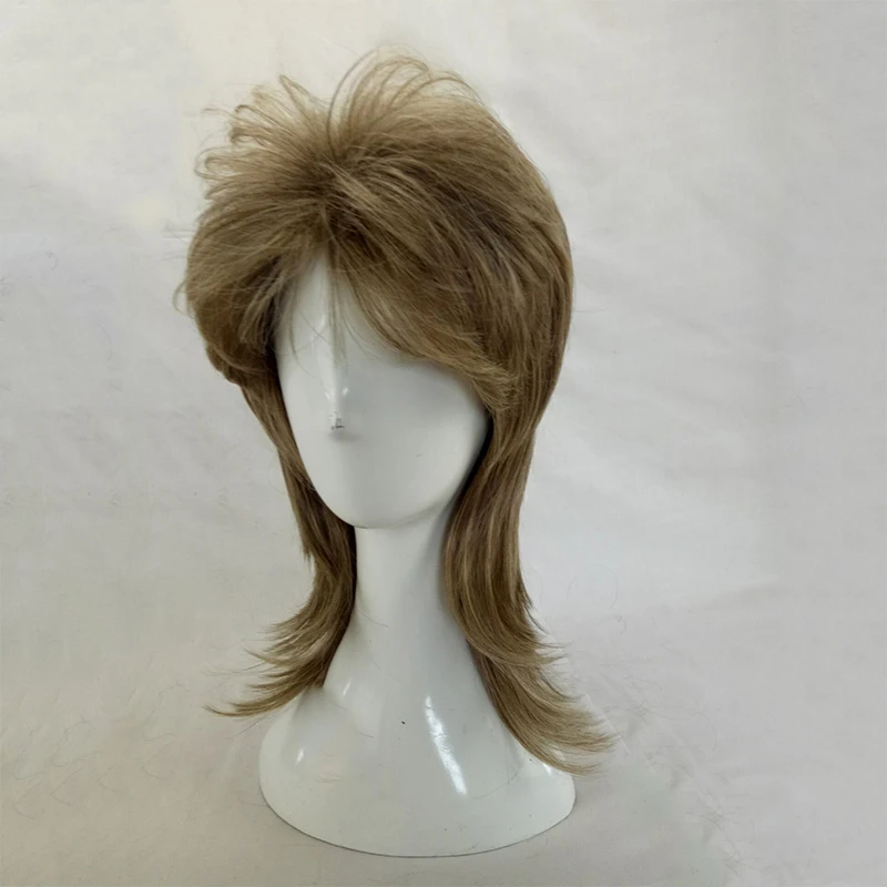 Crespo em Camadas Perucas de Fibra de Alta Hairjoy Masculino Peruca Cabelo Comprimento Médio Homem Cosplay Temperatura Sintética 7 Cores Disponíveis 4 High Quality wig wig