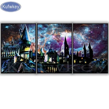 

3pcs/set Magic Castle Home Decoration DIY diamond painting Cross Stitch wall decoration diamond Embroidery art home decor
