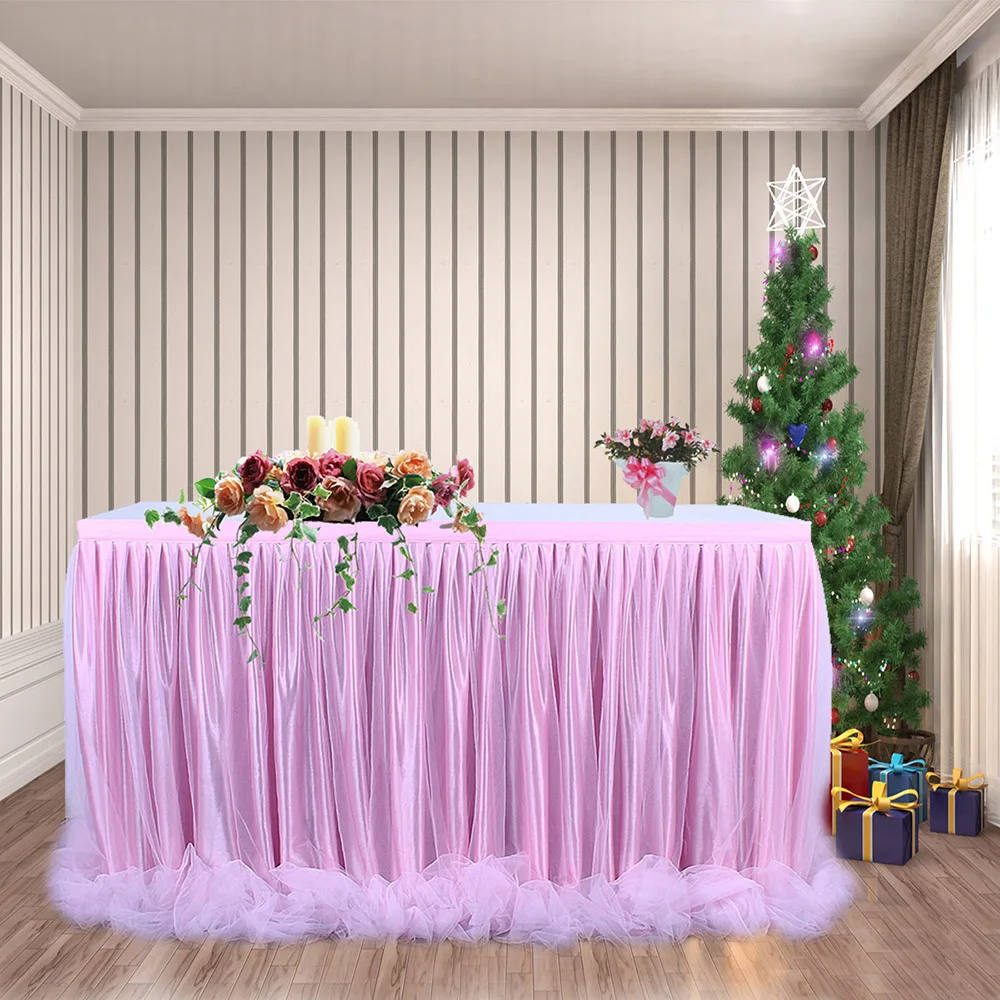 3pcs Tulle Table Skirt Tablecloth Party Wedding Home Decoration DIY