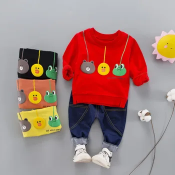 

2019 estate ragazzo versione coreana set cotone stampa bambino carino vestito maschio a due pezzi