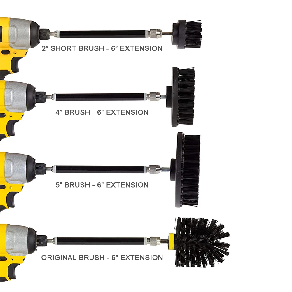5 шт. Набор для дрели и скраба, аксессуары для мотоциклов с удлинительным стержнем для чистки автомобиля, сиденья для лодки, ковровое покрытие