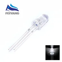 50 шт. белый светодиодный светильник 5 мм белый светодиод белый поворот белый прозрачный Круглый DIP СВЕТОДИОДНЫЙ светильник F5 супер яркий