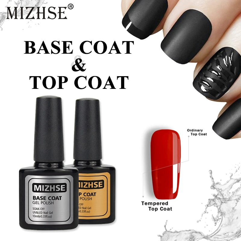 Buy MIZHSE 10ML Tempered Top Coat No Wipe Top Rubber