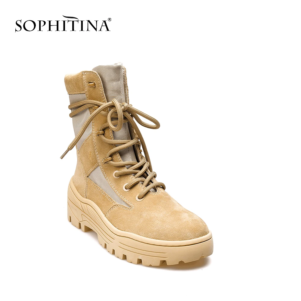 

SOPHITINA 2019 Fashion Woman Ankle Boots Quality Warm Short Plush Winter Boots Hot Sale Thick Heels Casual Cool Girl Shoes M63
