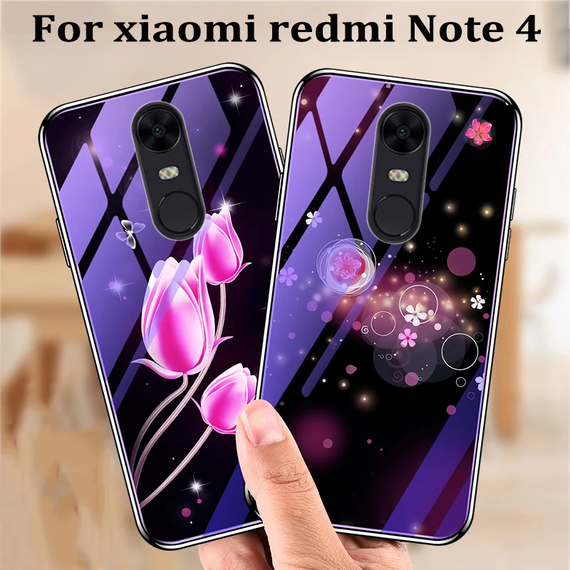 Для xiaomi redmi Note 4 чехол кожа синее закаленное стекло задняя крышка для Note4 чехлы